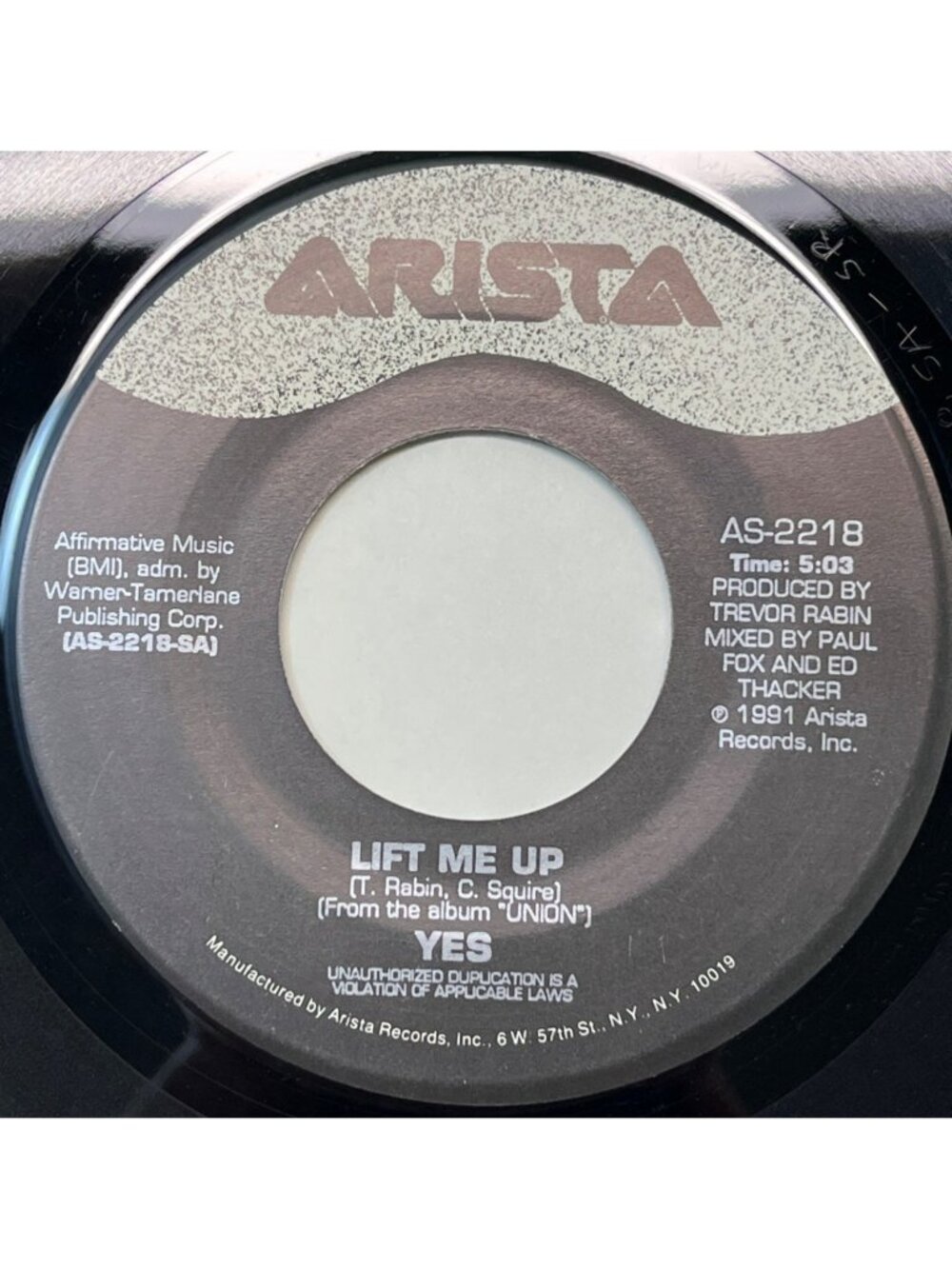 Yes Lift Me Up / Give & Take 45 Vinyl 90s Prog Classic Rock Bonus Track Arista